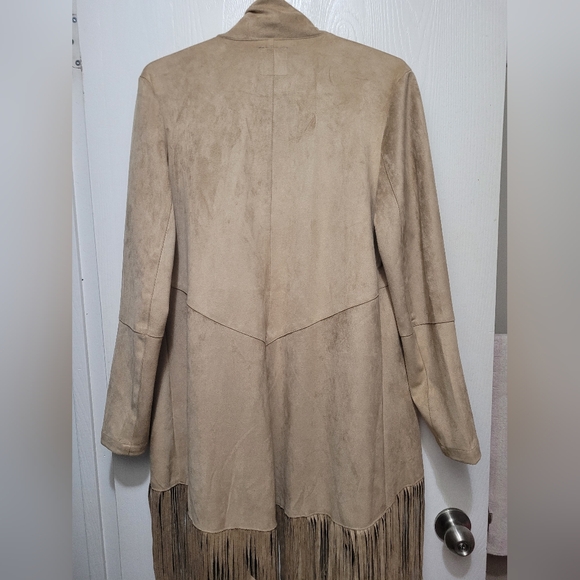 Womens Tan Fringe Coat - Picture 2 of 3